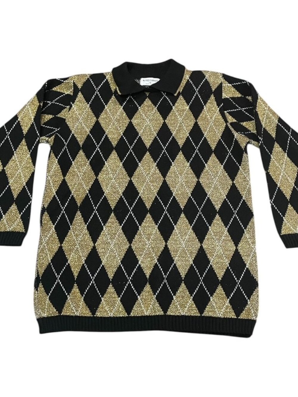Vintage Alfred Dunner Glamorous Holiday Christmas Sweater Metallic Gold Size S